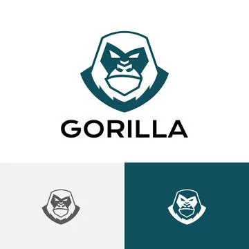 Big Strong Gorilla Silverback Monkey Ape Animal Logo Stock Illustration