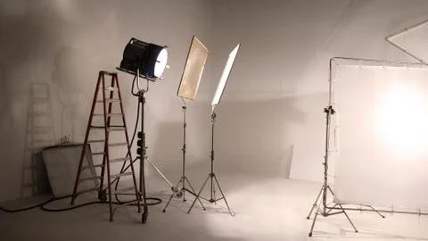 Big studio LED continue lighting for photo and video shooting Stock Photos