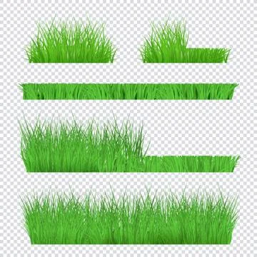 Big summer, spring set of green grass and lawn borders. Stock Illustration