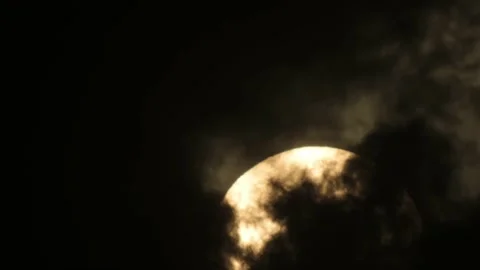 The big sun behind the darkness clouds. Stock Footage 219715981