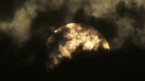 The big sun behind the darkness clouds. Stock Footage 219715995