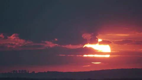 Big sun with clouds. Timelapse Stock Footage 206042458