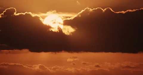 Big sun setting close up, sunset sky time lapse, evening dusk set timelapse 4K Stock Footage 256521662
