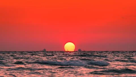 Big Sun Setting. Stock Photos