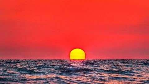 Big Sun Setting. Stock Photos