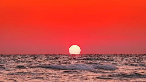 Big Sun Setting. Stock Photos