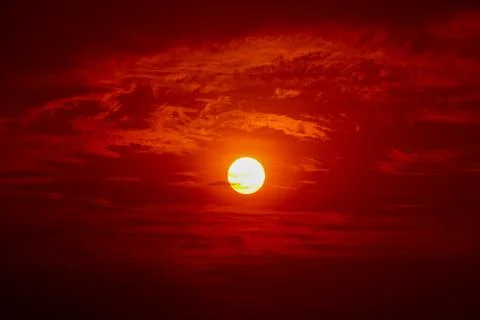 Big sun, Sunset sky background Stock Photos