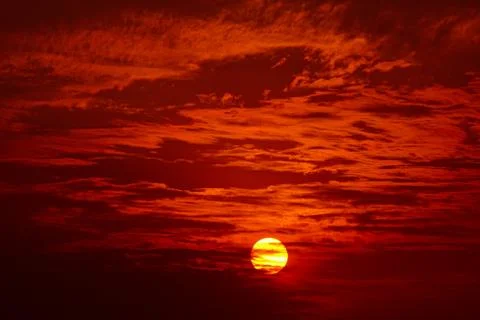 Big sun, Sunset sky background Stock Photos