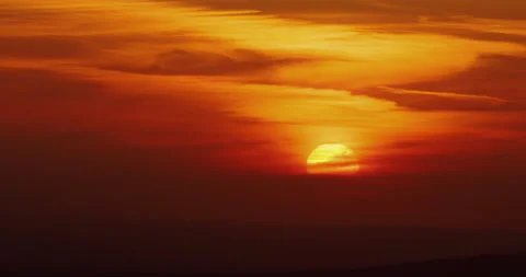 Big sun sunset timelapse and cloudless sky, majestic huge hot sun disk view Stock Footage 223329336