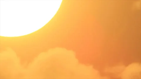 Big sunset sun disappear in clouds of horizon Stock Footage 136386740
