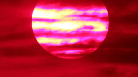 Big sunset sun in red sky Stock Footage 171371600