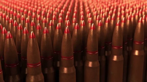 Big supply of shells or cartridges, seamless loop. War, ammo, aggression Stock Footage 80171070