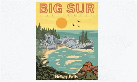Big sur artwork. Stock Illustration