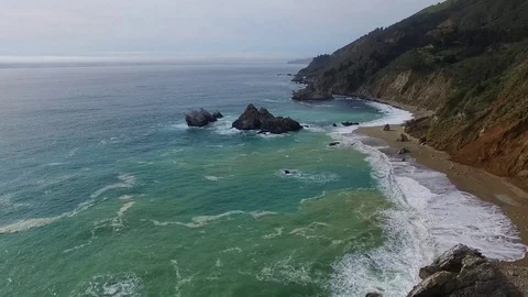 BIG SUR BEACH DRONE 4K Vídeos de archivo 74510293