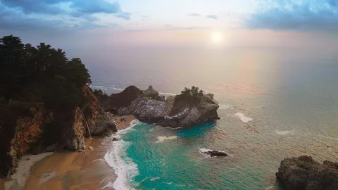 Big Sur Beach Sunset Dramatic Stock Footage 101446304