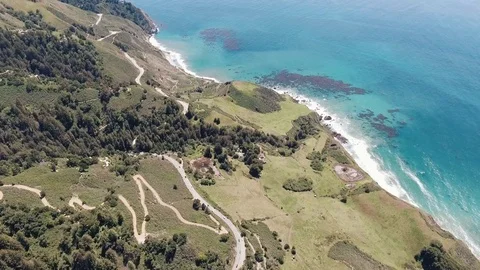 Big Sur, CA Coastal Ocean Aerial Drone Shot near Ventana Inn Stock Footage 79426207