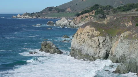 Big Sur Cliffs and waves Video stock 57922392