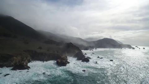 Big Sur Coast Aerial - Waves, Ocean, Cliffs Stock Footage 79170953