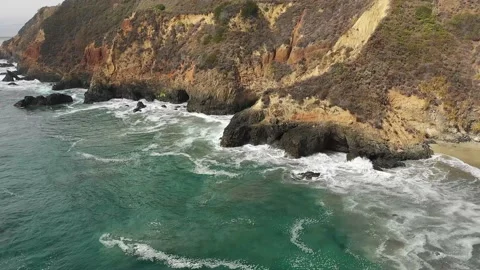 BIG SUR COAST BEACH ORBIT DRONE Stock Footage 231254891
