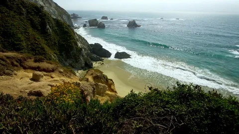 Big Sur Coastline and Beach by Aerial Drone Stock Footage 80963936