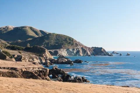 Big Sur coastline, cliffs and Pacific waves, California Stock Photos