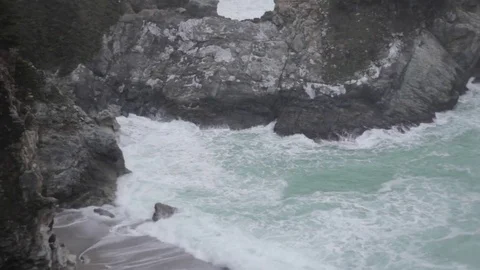 Big Sur Julia Burns Beach Ocean 2 Stock Footage 79019301