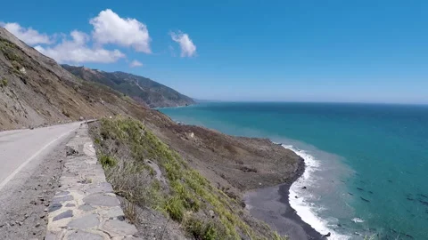 Big Sur landslide 2017 at Mud Creek, California Stock Footage 130598399