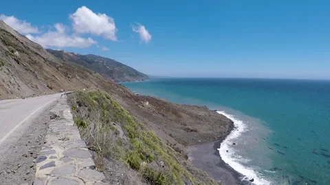 Big Sur landslide 2017 at Mud Creek, California Stock Footage 130598555