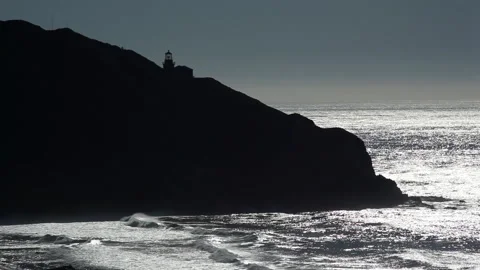 Big Sur lighthouse and night water Stock Footage 161445353