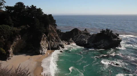 Big Sur-McWay Falls-Wide 01 Stock Footage 32480968