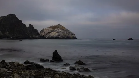 Big Sur Rocky Coast, Rt. 1, Fog and sunrise Video stock 120051222
