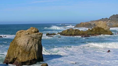 Big Sur Stack Rocks and Waves Stock Footage 103273684