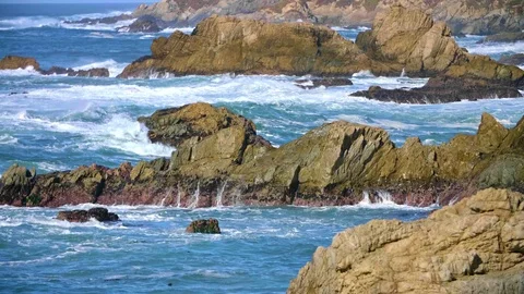 Big Sur Stack Rocks and Waves Stock Footage 103293397