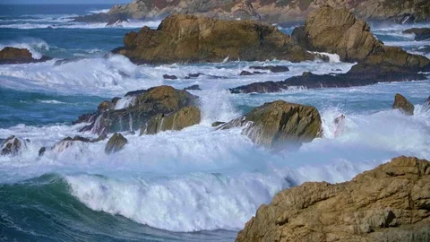 Big Sur Stack Rocks and Waves Stock Footage 103294088