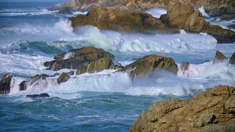 Big Sur Stack Rocks and Waves Stock Footage 103294349