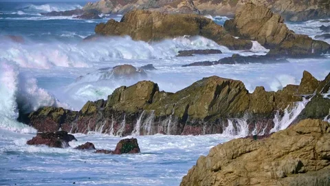 Big Sur Stack Rocks and Waves Stock Footage 103295745