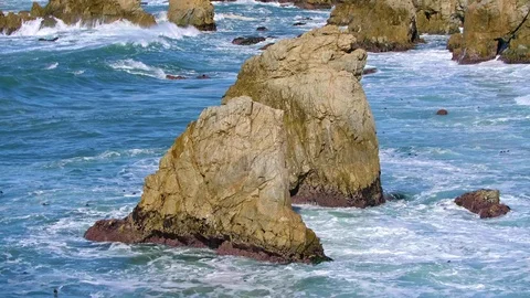 Big Sur Stack Rocks and Waves Stock Footage 103330963