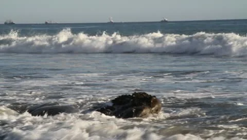 Big Surf Malibu Beach Stock Footage 9426794