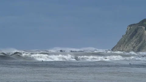 Big surf off Ventnor, Isle of Wight, UK Stock Footage 238033862