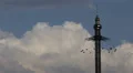 Big Swinging Carousel Ride Prater Amusement Park Vienna Star Flyer Silhouette HD Footage