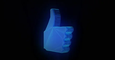 The big like symbol rotates on a black background for an overlay. Stock Footage 197107280