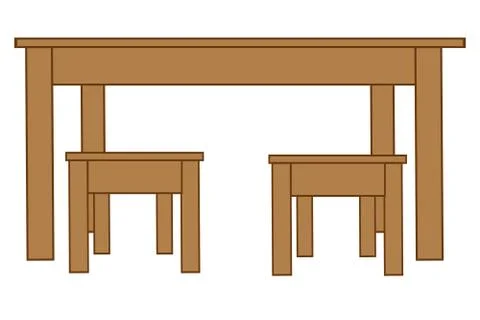 Big table and two chairs Stock Illustration