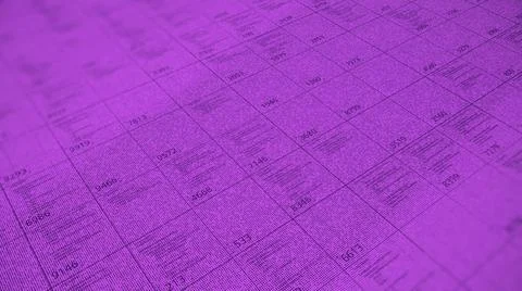 Big table with a lot of numerical data in diagonal motion. Animation. Business 库存插图