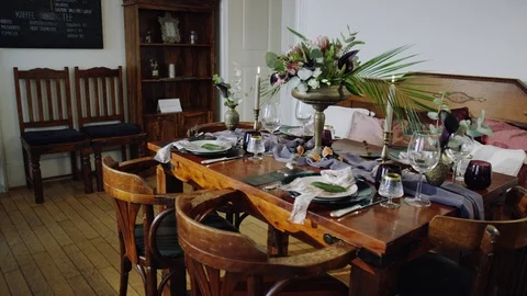 A big table with pretty decoration Video stock 118912093