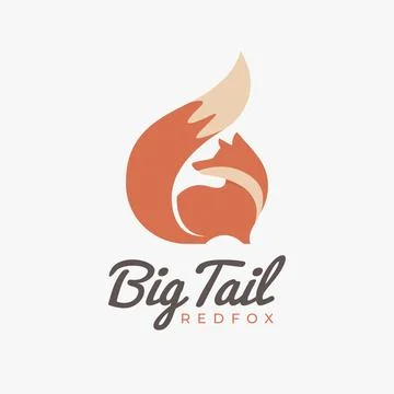 Big Tail Fox logo icon vector on white background Stock Illustration