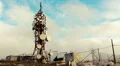 big tall communication tower with blue sky and clouds background timelapse HD Footage