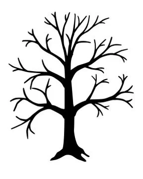 Big, tall tree - vector black silhouette for logo or icon. Tree silhouette Stock Illustration