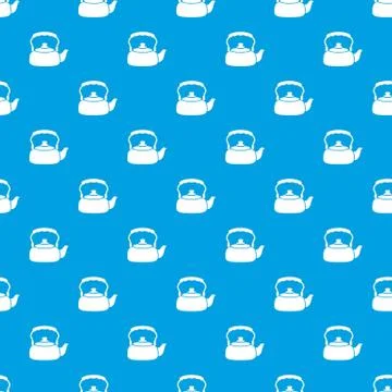 Big teapot pattern vector seamless blue 스톡 일러스트