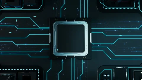 Big Tech. A city in miniature in the form of computer components and microchi Stock Footage 224017265