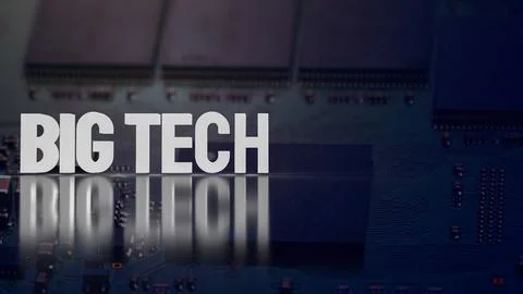 The Big tech on digital pub board for Business or technology concept 3d ren.. Stock Illustration